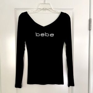 Bebe black  long sleeve shirt Size :M new